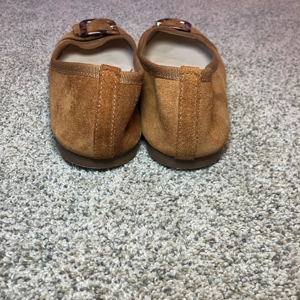 Avellini Brown Suede Pointed Toe Flats Tortoise Shell Buckle 9.5 EU 41 - Picture 4 of 8